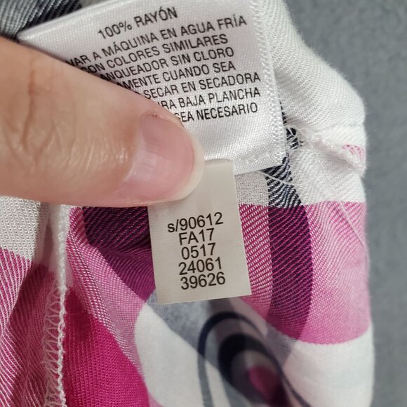 NWT MAISON JULES Womens Blouse SZ L Plaid Long Bell Sleeves Pink Lightweight - Picture 9 of 10